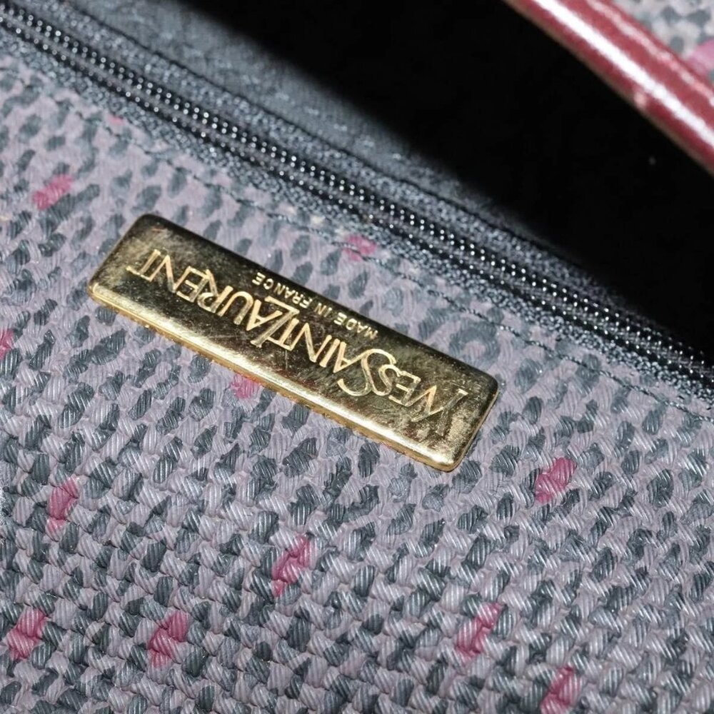 SAINT LAURENT Shoulder Bag Coated Canvas Bordeaux Gold Auth BA4193 - Picture 11 of 16